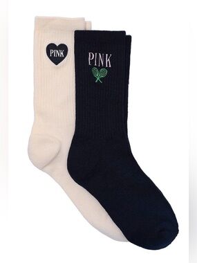PINK Victoria's Secret “Tennis” 2-Pack Crew Socks - New